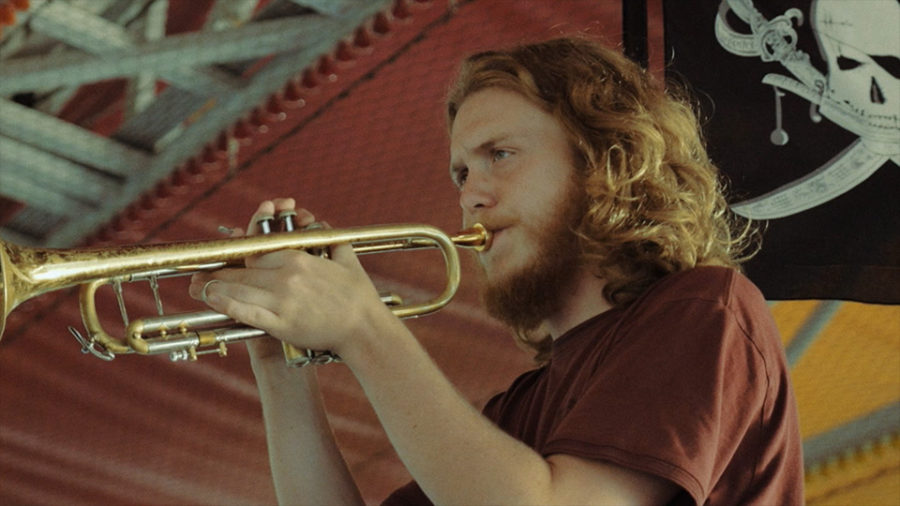 A close up of trumpet player. Shot from Video documentary for RedBull.